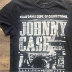 Johnny Cash Womens Black Folsom Prison Flyer Graphic T Shirt Band Tee Sz Medium Photo 1