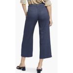 NYDJ ‎ Linen Blend Crop Wide Leg Pants 14W Navy Classic Nautical Preppy Resort Photo 1