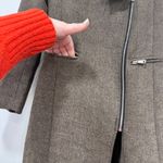 Avec Les Filles  XS Pea Coat Brown Motto Zip Asymmetrical Long Line NWT‎ $200 Photo 4