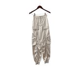 Revolve  H:OURS Port Satin Pearl Champagne Cargo High Waisted Pants Trousers Photo 3