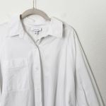 Topshop [] White Cotton Long Sleeve Buttoned Cuff Tunic Oversized Shirt Size 14 Photo 5