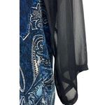 Lavish  Plus 3x Blue Paisley Beaded Sheer Sleeve Stretch Top Photo 3