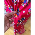 Vintage 70s 60s Hot Pink Floral & Stripe Sleeveless Maxi Hostess Dress Photo 4