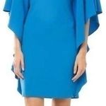 Halston Heritage Draped Ruffle Sleeve Gemstone Blue Cocktail Mini Dress Sz 6 NWT Photo 0