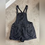 Madewell Adirondack Short Overalls Shortalls Black Denim 100% Cotton Size Medium Photo 4