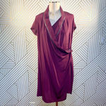 ALLSAINTS Adria Silk Zipper Dress Short Sleeve Draped Purple Burgundy Size US 2 Photo 2