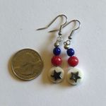 Red White & Blue Dangling Dark Gray Star Earrings Photo 1
