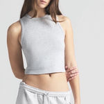 SKIMS  drop needle pointelle cropped tank in light heather grey Photo 0