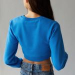 Urban Outfitters Be Kind Embroidered Cropped Sweatshirt NWT Size S - Blue Photo 4