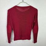 Armani Exchange Top Womens XXS Red Mesh Burnout Elbow Patch Quiet Luxury Preppy Photo 2