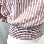 Japna  100% cotton pink blush and white striped smocked crop top size small Photo 1