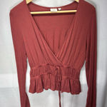 Good Luck Gem Rust/Rose Colored Long Sleeve Blouse Photo 0