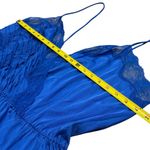 Unique Vintage Vintage Cobalt Blue Lace Nylon Slip Maxi Dress Fairy Whimsical Ethereal Size 2X Photo 8