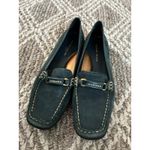 Antonio Melani  Women's Size 8M Teal Suede Loafer Shoes Square Toe Gold Buckle Photo 5