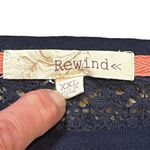 Rewind Crocheted Panels Flowy Knotted Short Sleeve Navy Top Size XXL Whimsigoth Photo 3