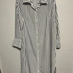 H&M  Navy and White Striped Shirt Dress Photo 0