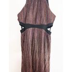 BCBGeneration NWT  Mock Neck Bow Back Midi Dress Size 10 Metallic Striped Cut Out Photo 9