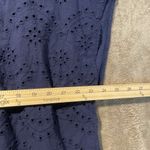 Old Navy Shirt Womens XXL 2X Plus Cap Sleeve Eyelet Navy Blue Embroidered Blouse Photo 3