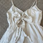 ZARA  Midi Dress Ivory Bow Tie in Back Spaghetti Strap V Neck Lined Size XS VGUC Photo 3