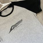 Brandy Melville  Los Angeles Ribbed Baseball Short Sleeve Tee Gray Black (OS) Photo 1