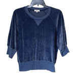 LA Made  Velour Short Sleeve Crewneck‎ Sweatshirt Blue Size Medium Photo 0