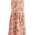 Gap  Dress S Midi Floral Print Sleeveless Pink Vacation Tropical Trip Travel Pink Photo 2