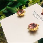 Kate Spade  New York Rose Pink Crystal Stud Earrings Gold Tone NWT Photo 1