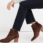 Madewell  Calf Hair Bootie Boot Animal Print Leather Dark Side Zipper Heel Size 8 Photo 0