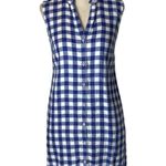 Tommy Bahama  Blue And White Gingham Print Button Front Sleeveless Dress Size XXS Photo 1