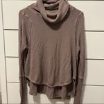Free People  Brown Cowl Neck Waffle Long Sleeve Photo 1