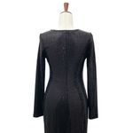 Bebe  Black Disco Dot Long Sleeve Maxi Dress Made in USA Bodycon Sequin Sz Medium Photo 4