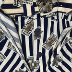 Vintage 90's Navy White Stripe Sailor Nautical Print Wide Leg‎ Jumpsuit Size 8 Blue Photo 8