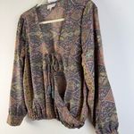 Boemo Wrap Top Shirt Blouse Festival Hippie Boho Bohemian Pink Medium Paisley Photo 1