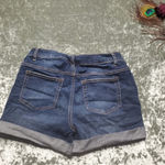 Indigo Blue  Denim Cuffed Maternity Shorts Photo 3