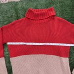 Marine layer Orange and Tan Mock Turtleneck Colorblock Sweater Size XS Photo 3