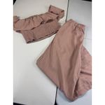 SheIn  XL‎ Two Piece Set Crop Top Wide Leg Pants Ruffle Smocked Pink Casual Photo 10