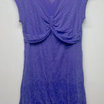 Athleta  Women's Overlay Short Sleeve Purple Midi Dress Size Medium Photo 0