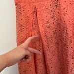 NEW YORK COMPANY NY&CO Eyelet Fit Flare Dress Coral Orange Pink Sleeveless Midi Photo 9