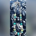Chunky New York & Company Beaded Necklace Teal Blue Green & Clear Beads 24" NY Photo 1