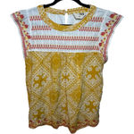 Savanna Jane Embroidered Hippie Boho Cap Sleeve 100% Cotton Flowy Blouse Size M Size M Photo 0