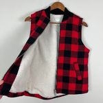 Thread and Supply  Vest Womens Small Red Black Buffalo‎ Plaid Sherpa Lined Zip Up S Photo 8