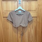 Princess Polly  Size 10 Light Brown Ribbed Underwire Crop Top. Photo 2