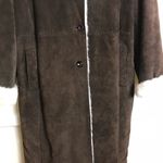 Marvin Richards  Long Suede Coat size L Brown Cream Faux Fur Lined Photo 2
