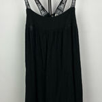 Quiksilver Quicksilver Black Crinkle Lace Strap Mini Dress Blouse with Pockets‎ Photo 0