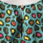 Farm Rio Anthropologie x  Hanya Puff Sleeve Blouse Turquoise Colorful Leopard NEW Photo 5