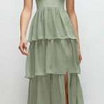 Dessy Collection Elia 3160 Sage Chiffon Ruffle Maxi Dress size 10 (new) Green Photo 0