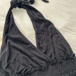 Ocean Drive  Halter Open Back Dress Black Ruffled Hem Boho Bohemian Mini Medium Photo 5