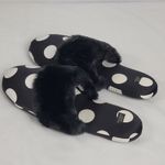 Victoria's Secret  Polka Dot Satin House Slippers Black And White Size L (9-10) Photo 5