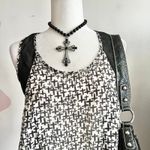 Black Sheer Cross Tank Top, Gothic Punk Y2K‎ Clubwear Grunge Tumblr Medium Photo 1