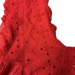 Lucky Brand  Poppy Red Eyelet Sleeveless‎ Summer Babydoll Top Blouse Size S NEW Photo 8